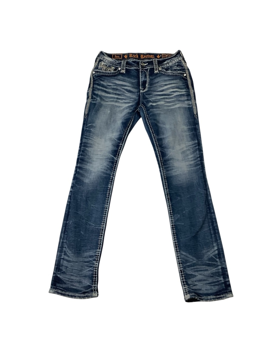 Rock Revival Fana Easy Straight Jeans Sz 27 Medium Wash